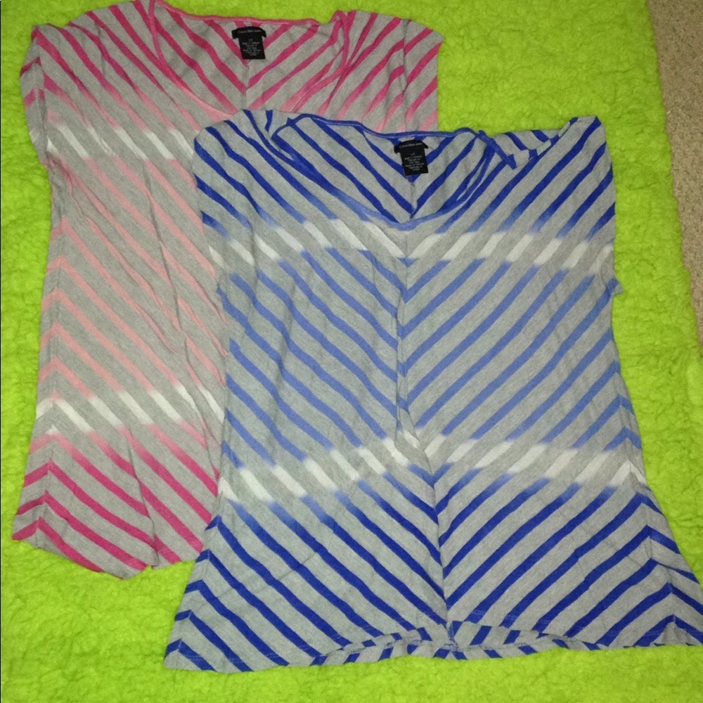 CALVIN KLEIN JEANS: pink and blue striped shirts